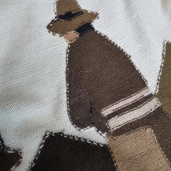 Vintage Peruvian Alpaca Storyteller Sweater 3D Hand Knit Folk Art Scene - Picture 7 of 7